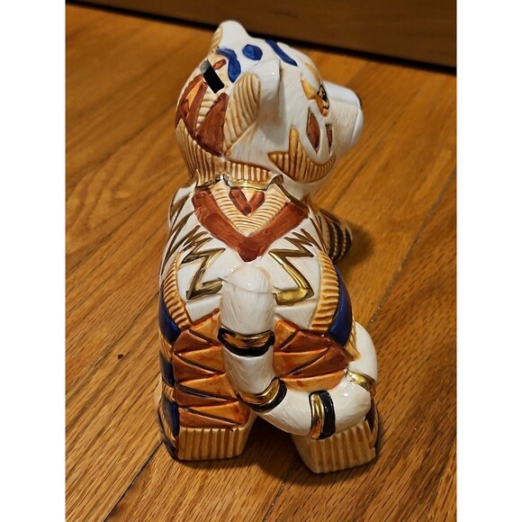 Vintage Artesania Rinconada Style Gold Tiger Ceramic Coin Bank Figurine - Picture 2 of 11